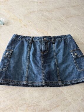 Old Navy Dark Blue Denim Mini Skirt with Cargo Patch Pockets